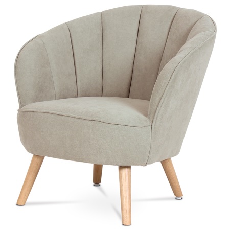 Křeslo potah krémová látka, dřevěné nohy - masiv kaučukovník AK-331 CRM2